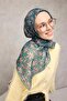 وشاح ناعم من القطن والبوليستر بنمط نباتي أخضر مزخرف ومضاد للانزلاق مقاس 90x90 - 4