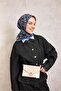 وشاح ناعم من القطن والبوليستر بنمط زهور زرقاء مضاد للانزلاق مقاس 90x90 - 3