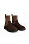 Brown Suede Genuine Leather Elastic Women's Round Toe Boots - 2