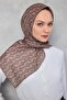 Cotton Polyester Soft Scarf Geometric Pattern Milky Coffee 90X90 - 5