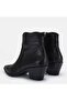 Large Size Women's Genuine Leather Cowboy Heel Boots 41-42-43-44-45 Black - 7