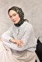 وشاح من القطن والبوليستر باللون الأسود الداكن بنمط ديزي كبير وملمس ناعم ومضاد للانزلاق 90x90 - 3