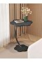 C-Shaped Sofa Table, Modern End Table with Marble Finish, Living Room Use - 2