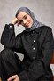 وشاح ناعم من القطن والبوليستر باللون الرمادي الداكن بنمط هندسي مضاد للانزلاق مقاس 90x90 - 4