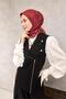 Cotton Polyester Soft Scarf Red Background Mink-Black Lily Patterned Non-Slip Buckle 90X90 - 3