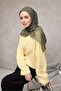 Cotton Polyester Soft Scarf Geometric Pattern Emerald Green 90X90 - 2