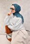 وشاح ناعم من القطن والبوليستر بنمط زهور زرقاء مانع للانزلاق مقاس 90x90 - 2