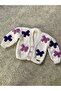 Hand Knitted Bow Detailed Girl's Cardigan - 3