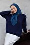 Cotton Polyester Soft Scarf Geometric Pattern Indigo Blue 90X90