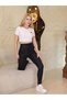 High Waist Shaping / Sculpting Women's Sports Leggings with Side Pockets, Stretchy Fabric, Black Patterned Leggings - 9
