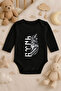 Turkish Bozkurt Göktürkçe Kurt Printed Cotton Long Sleeve Baby Black Bodysuit Undershirt Jumpsuit