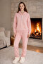 Women's Hooded Long Sleeve Thick Fabric Pajamas Set 240430 Pink03 - 3