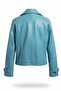Blue Leila Double-Breasted Button Short Trench Coat Women Genuine Leather Jacket - 6