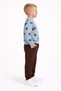 Crew Neck Acorn Printed Blue - Brown Color Boys' Tracksuit Set - 2
