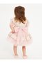 Girl's Evening Dress Ball Gown & Special Occasion Balloon Sleeve Floral Detail with Bag and Crown Gift - 4