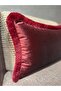 Exclusive Imported Atlas Burgundy Color Tasseled Throw Pillow Cover 30X50 cm - 4