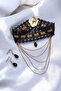 Gothic Punk Chain Pendant Necklace Choker Earring Set - 5