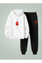 Children's Hooded Sweatshirt - Tracksuit Set Ki̇bri̇t Ba Printed Threaded Ribbed