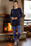 Women's Long Sleeve Tights Pajama Set 40033 Navy Blue03