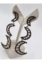 Design Black Zircon Stone Moon Earrings - 4