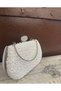 Women's White Stone Evening Dress Handbag – Chain Strap, Crystal Detail