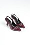 Women's Black Patent Leather Stone Open Back Daily Comfortable Evening Dress Stiletto Heeled Shoes