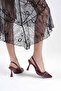 Women's Black Patent Leather Stone Open Back Daily Comfortable Evening Dress Stiletto Heeled Shoes - 4