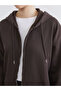 Brown Hooded Women's Thick Zippered Sweatshirt - 3