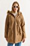 Women's Mink Half-Length Gabardine Fabric Wool Coat - 5