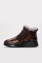 Brown Crocodile Genuine Leather with Fur Inside Thermo Sole Zippered Quality Women's Boots Tg094111126 - 4