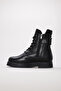 Black Genuine Leather with Fur Inside, Lace-Up, Zippered, Rubber Sole, Quality Women's Boots - 3