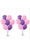 2 Pieces of Balloon Stands with Legs, Set of 7, 14 Pieces of Purple, Pink Balloons