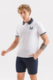 "Classic Polo Shirt with Contrast Collar & Logo" - 2