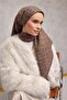 Viscose Velora Scarf Milky Brown Clover Patterned Tok Duruşlu 90X90 - 5