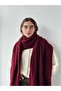 Large Size Soft Boucle Knitted Scarf Women's Burgundy - 3