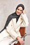 Floş Viscose Organic Shawl with Black Rope Pattern, Flowing and Draped, 75X195 - 3