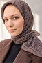 Viscose Velora Scarf with Clover Pattern in Gray Mink Tone, 90X90 - 7