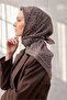 Viscose Velora Scarf with Clover Pattern in Gray Mink Tone, 90X90 - 6