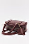 Claret Red D20 Single Zipper Compartment Adjustable Strap Mini Charm Detailed Women's Hand and Shoulder Bag - 4