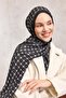 Floş Viscose Organic Shawl with Black Rope Pattern, Flowing and Draped, 75X195 - 4