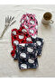 3-Piece Women's Suede Pajama Bottoms Set Pink Red and Dark Gray Hello Kitty Patterned