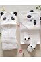 Baby Boy Panda Embroidered 4-Piece Towel & Bathrobe Set, Newborn Bathrobe Set - 4