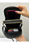 Black Women's Shoulder Bag with 3-Eye Leather Strap - 4