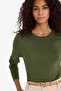 Regular Fit Crew Neck Knitwear Khaki Women's Sweater E7889Ax/Kh153 - 4