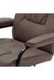 TV Armchair with Foot Stool Brown Faux Leather - 7