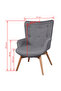 Armchair with Footstool Grey Fabric - 3
