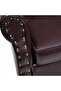 Armchair with Footstool Dark Brown Faux Leather - 4