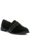 Women Stud Detail Velvet Loafers in Black