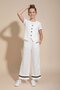 Ecru Buttoned Linen Vest Set Wide-Leg Trousers Girl's Suit 23490 - 2