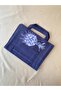 Dark Blue 24X17 cm Water Repellent Fabric Book Bag - Minimalist Design”